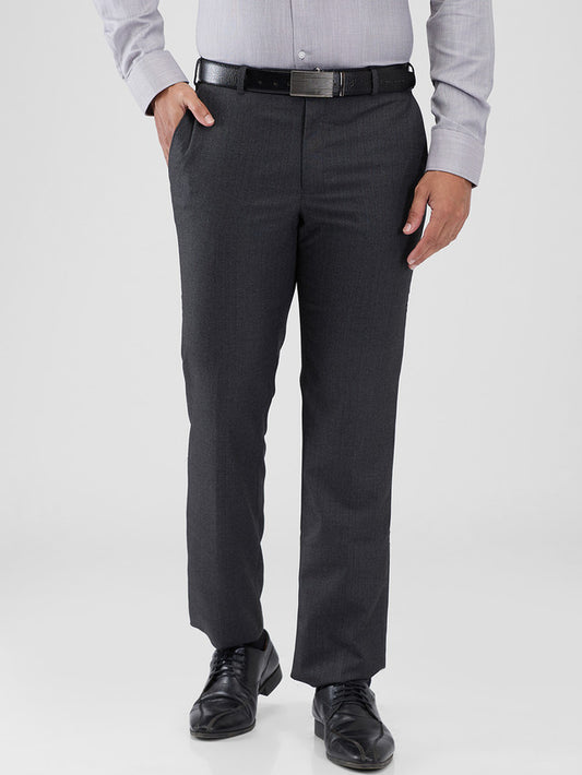 Park Avenue Grey Stripe Regular Fit Polyester Blend Trouser