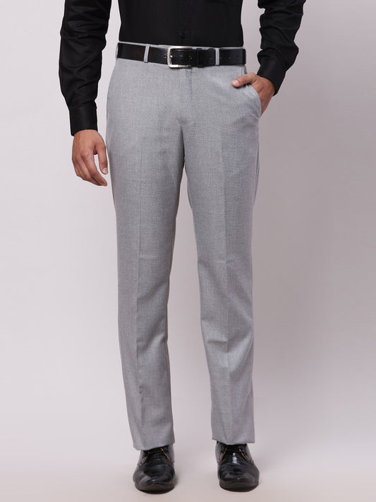 Park Avenue Men Grey Regular Fit Checks Trouser