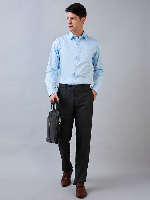 Park Avenue Men Grey Checks Regular Fit Polyester Blend Trouser