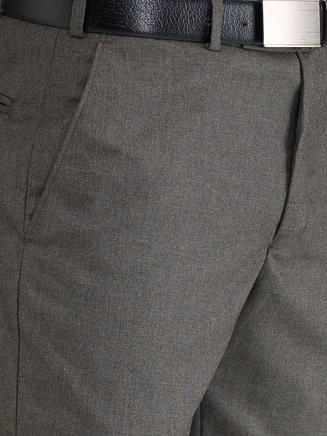 Park Avenue Grey Solid Regular Fit Polyester Blend Trouser