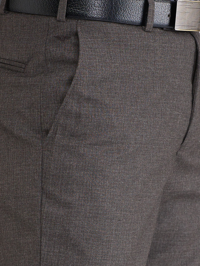 Park Avenue Brown Solid Regular Fit Polyester Blend Trouser