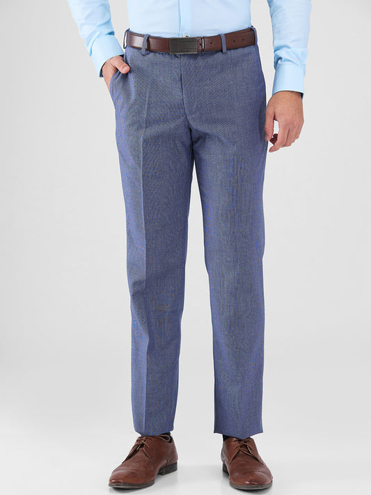 Park Avenue Blue Stripe Regular Fit Polyester Blend Trouser