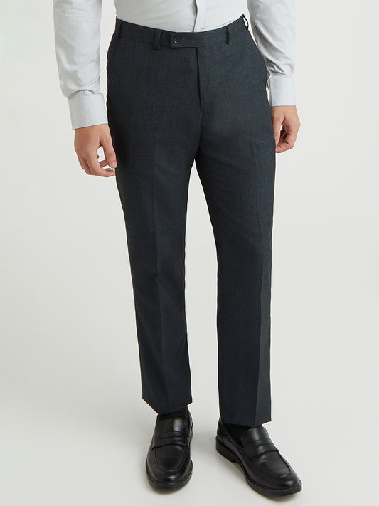 Park Avenue Blue Stripe Regular Fit Polyester Blend Trouser