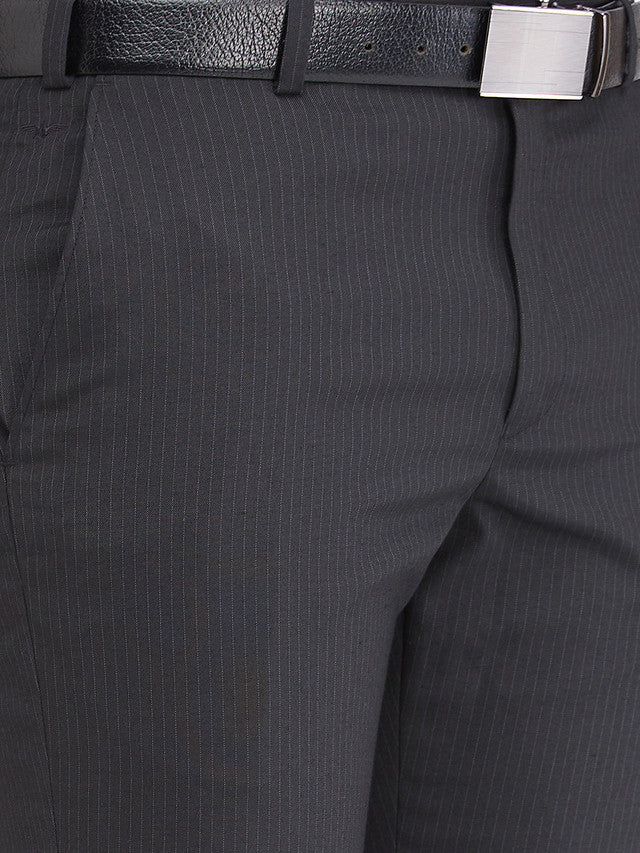 Park Avenue Men Black Regular Fit Stripe Trouser