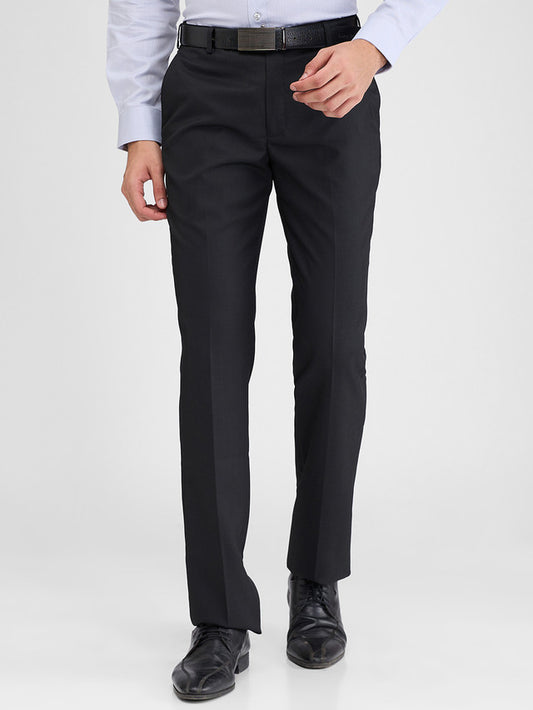 Park Avenue Black Checks Regular Fit Polyester Blend Trouser
