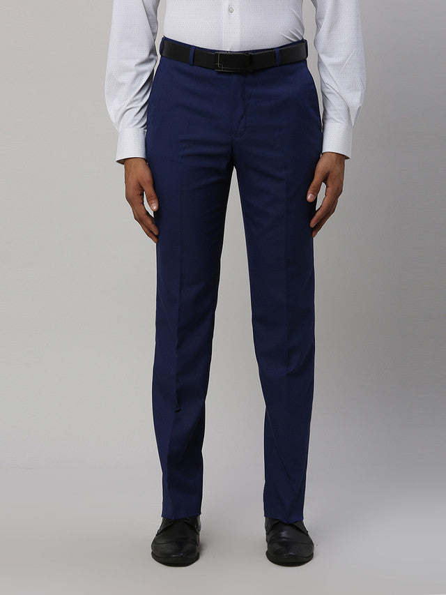 Park Avenue Men Blue Self Design Regular Fit Trouser – MyRaymond