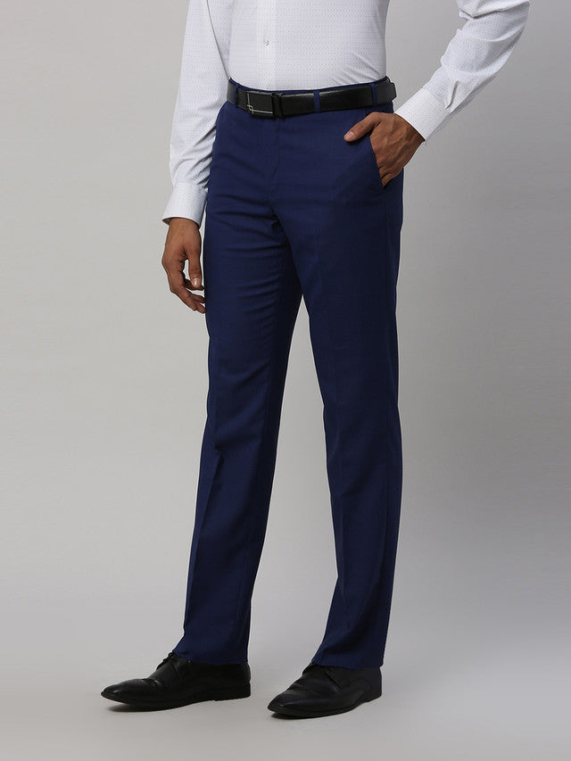 Park Avenue Men Blue Self Design Regular Fit Trouser – MyRaymond