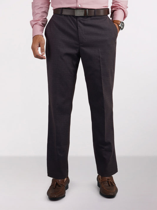 Park Avenue Brown Structure Regular Fit Polyester Blend Trouser