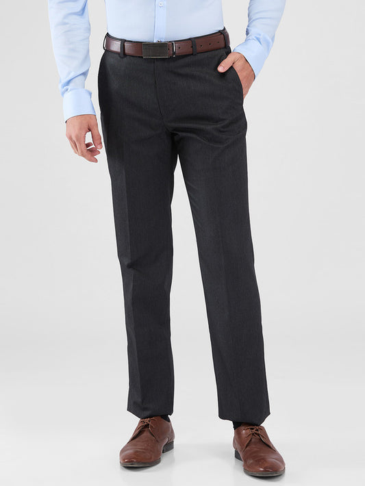 Park Avenue Grey Twill Regular Fit Polyester Blend Trouser