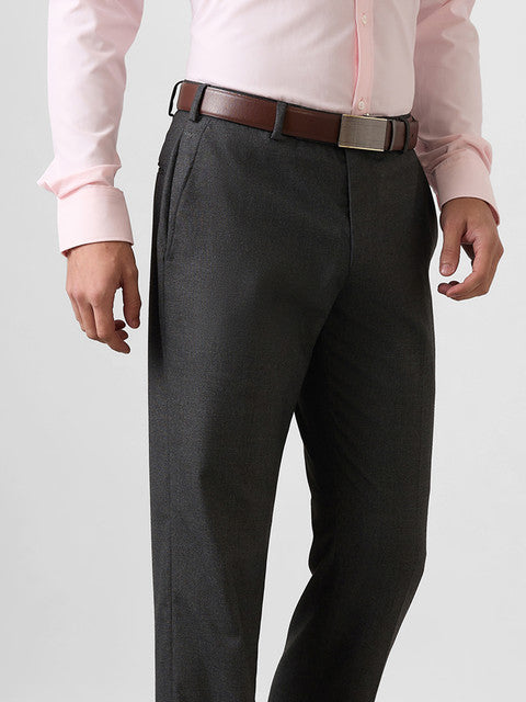 Park Avenue Men Grey Solid Regular Fit Polyester Blend Trouser