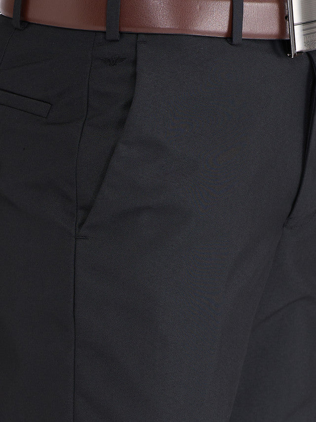 Park Avenue Black Solid Regular Fit Polyester Blend Trouser