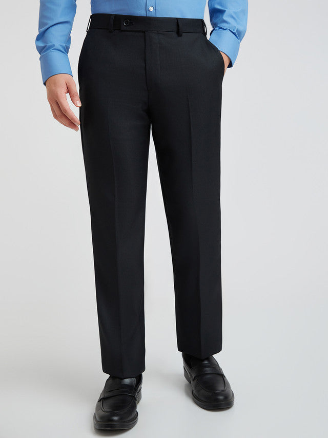 Park Avenue Men Black Structure Regular Fit Polyester Blend Trouser