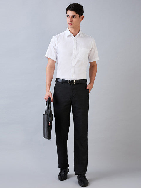 Park Avenue Men Grey Checks Regular Fit Polyester Blend Trouser