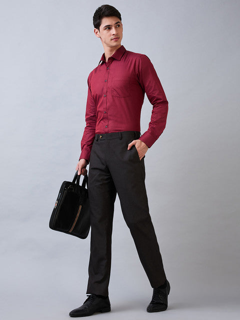 Park Avenue Men Brown Checks Regular Fit Polyester Blend Trouser