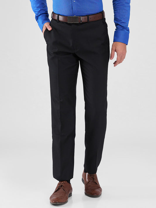 Park Avenue Black Structure Regular Fit Polyester Blend Trouser