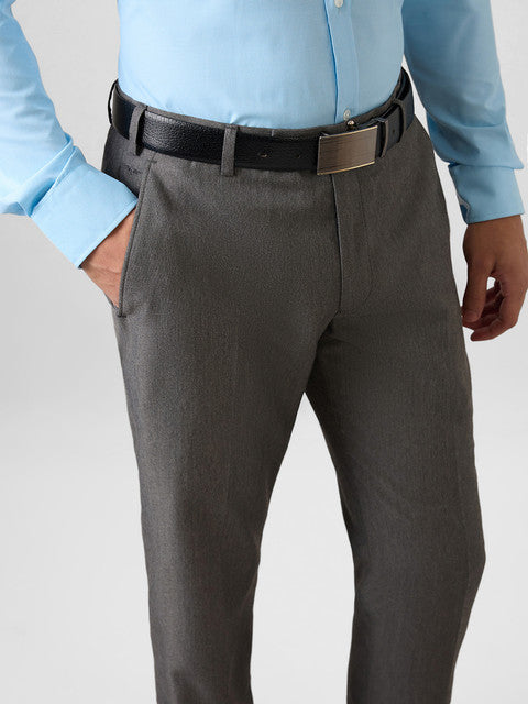 Park Avenue Men Grey Twill Regular Fit Polyester Blend Trouser