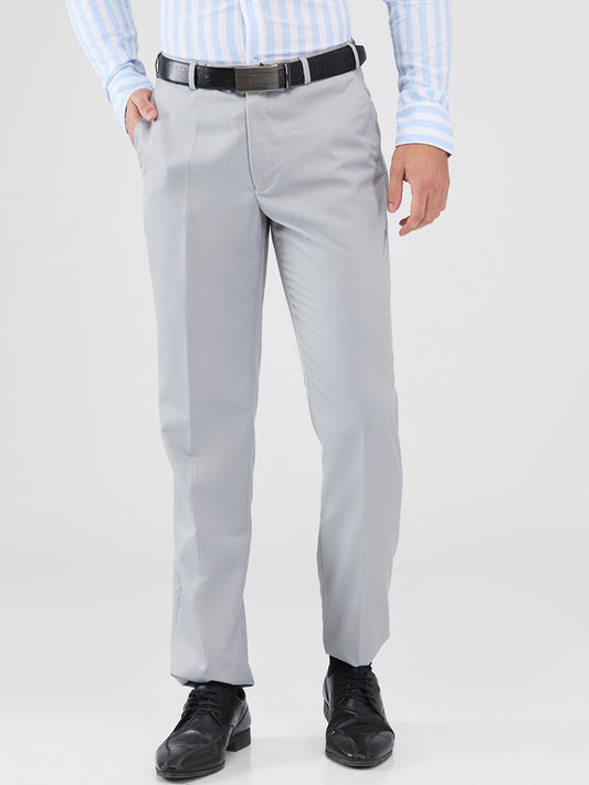 Park Avenue Men Grey Regular Fit Structure Trouser
