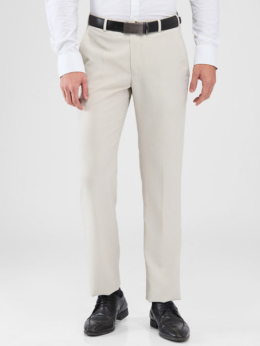 Park Avenue Grey Solid Regular Fit Polyester Blend Trouser