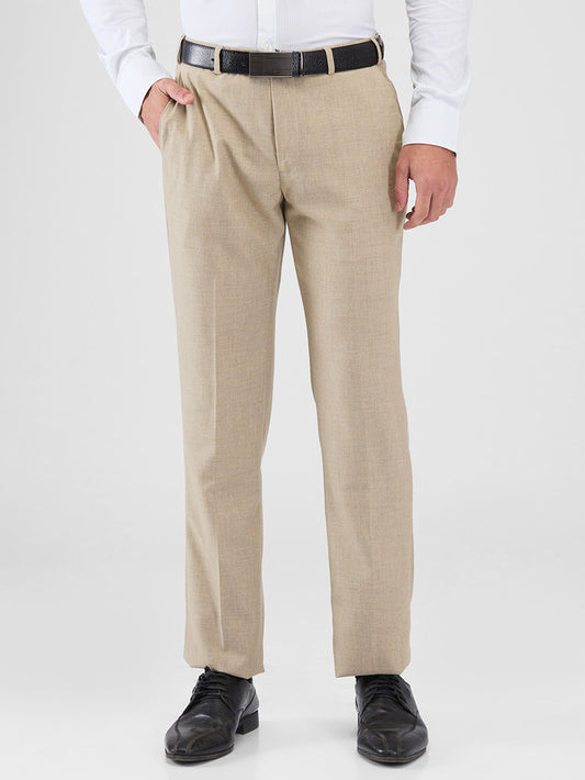 Park Avenue Brown Solid Regular Fit Polyester Blend Trouser