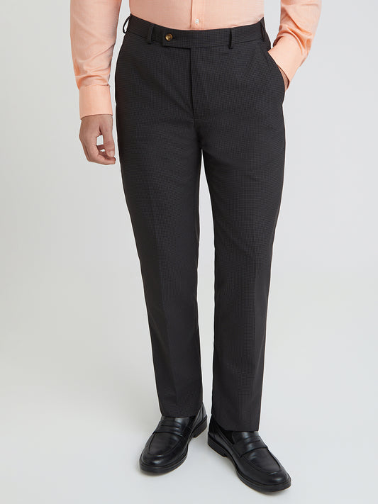 Park Avenue Brown Checks Regular Fit Polyester Blend Trouser