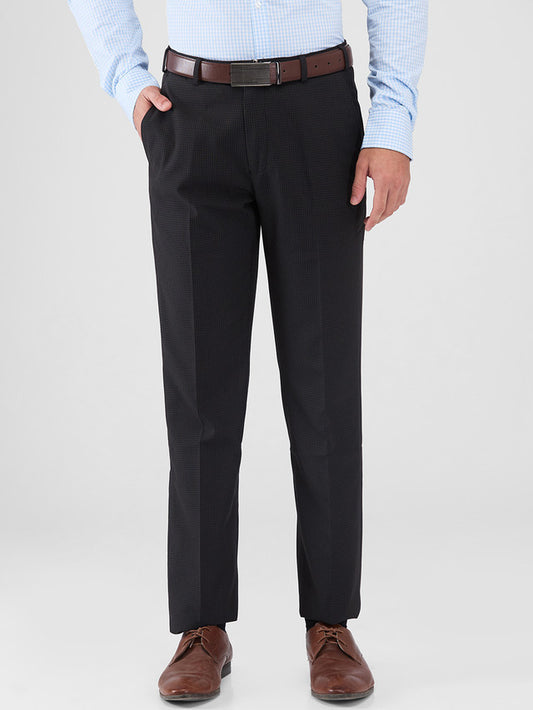 Park Avenue Brown Checks Regular Fit Polyester Blend Trouser