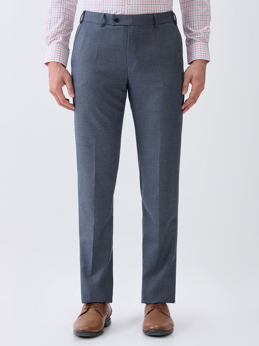 Park Avenue Men Grey Solid Regular Fit Polyester Blend Trouser