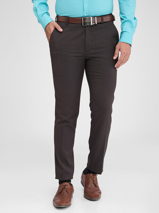 Park Avenue Brown Solid Neo Fit Polyester Blend Trouser