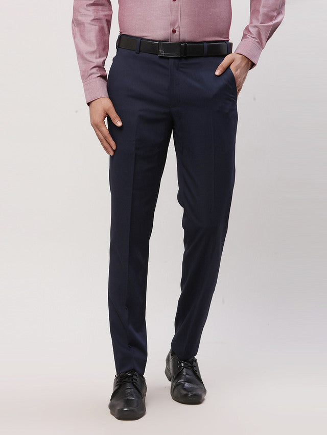 Park Avenue Men Blue Self Design Super Slim Fit Trouser – MyRaymond