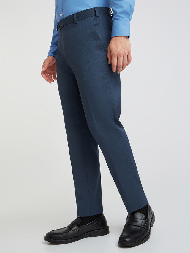 Park Avenue Men Blue Stripe Neo Fit Polyester Blend Trouser