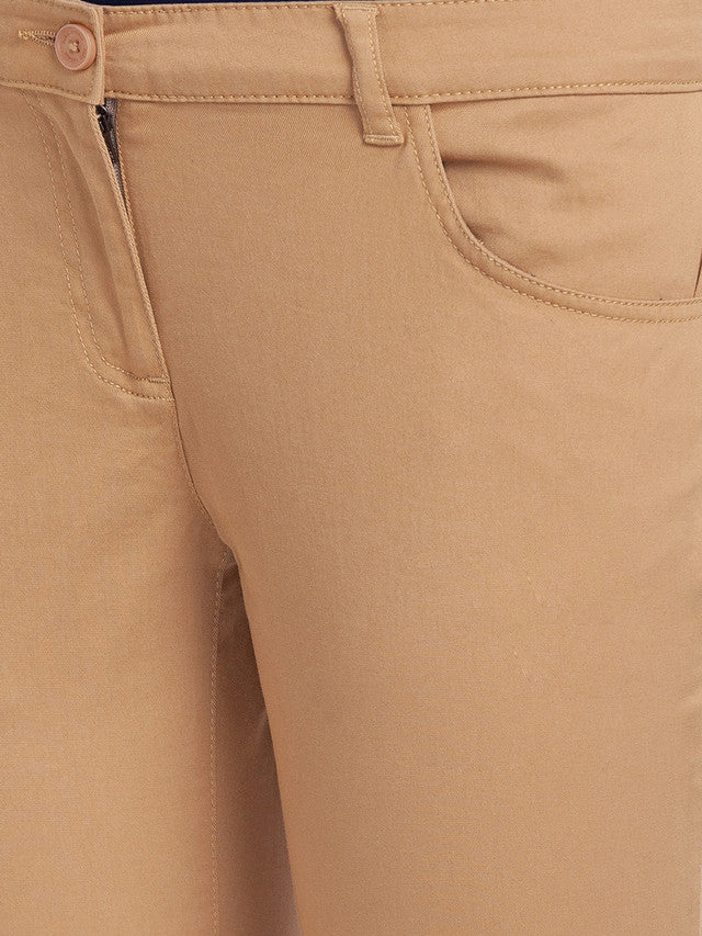 Park Avenue Khaki Tapered Fit Cotton Blend Trouser