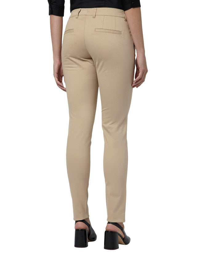 Park Avenue Khaki Tapered Fit Cotton Blend Trouser