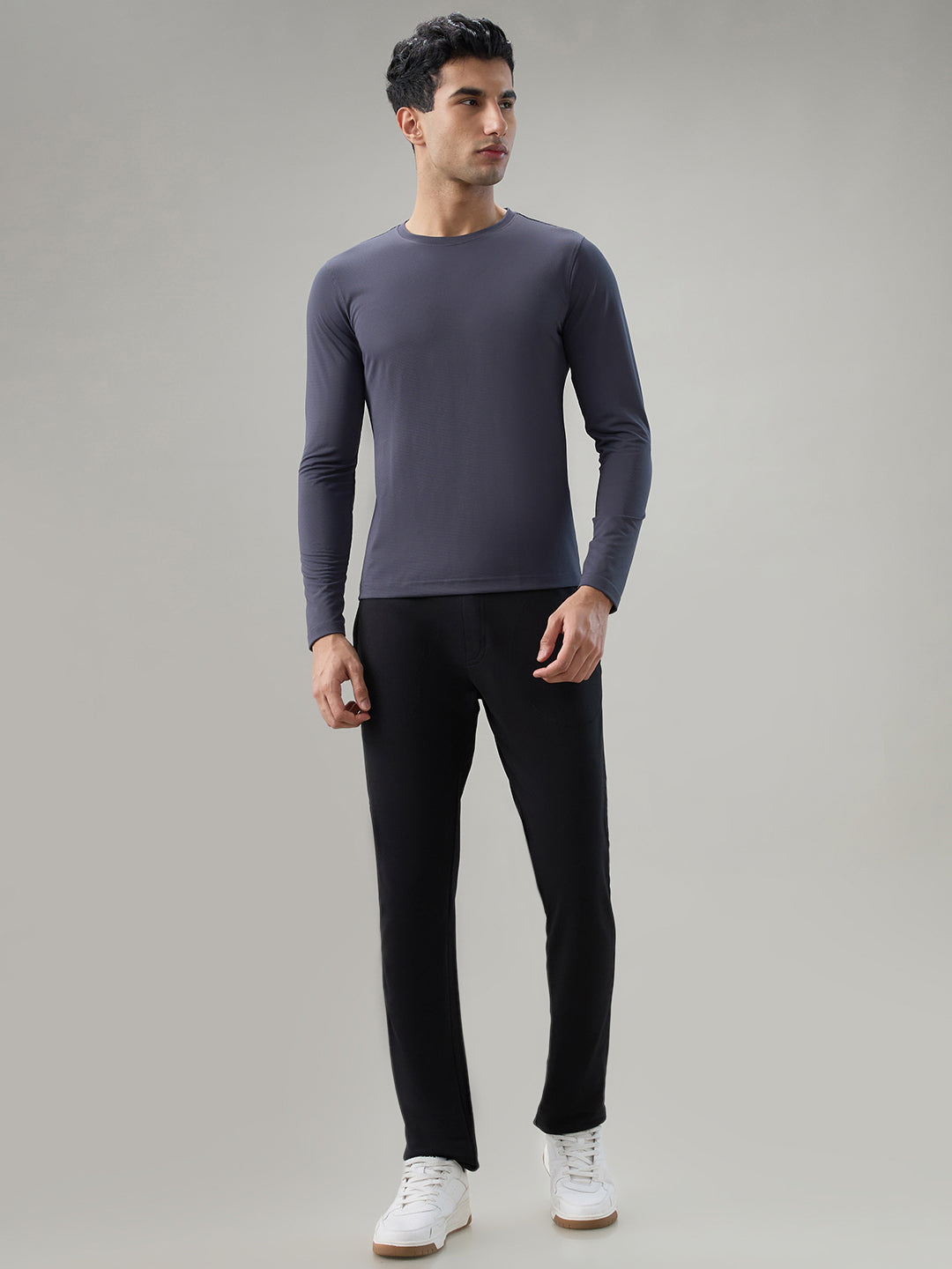 Park Avenue Men Grey Round Neck Collar T-Shirt