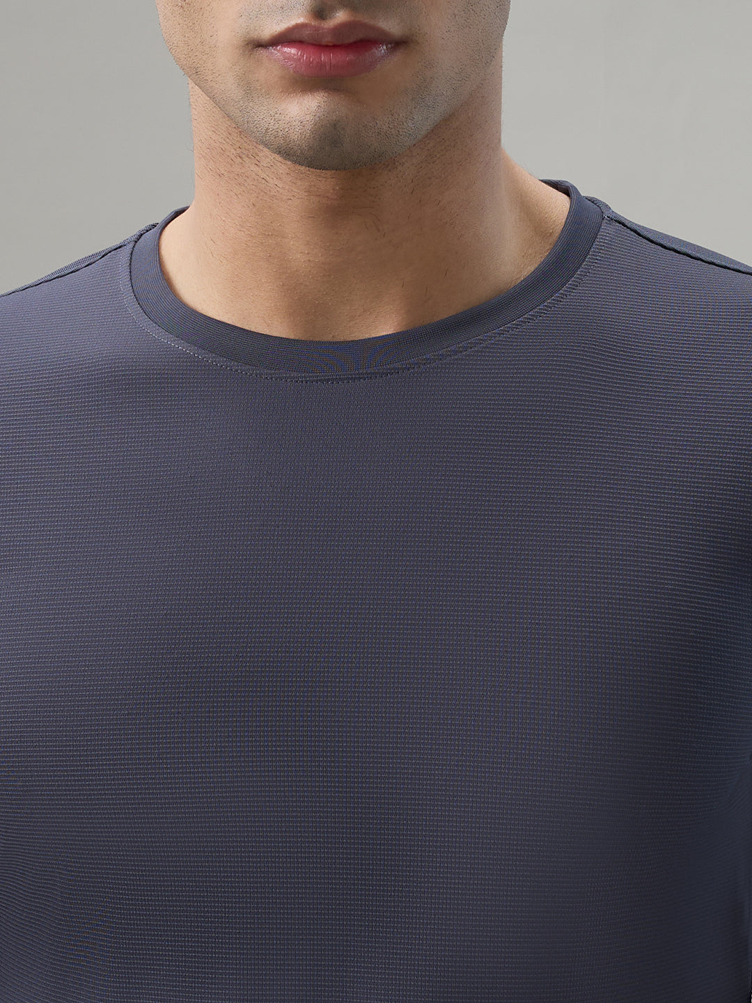 Park Avenue Men Grey Round Neck Collar T-Shirt
