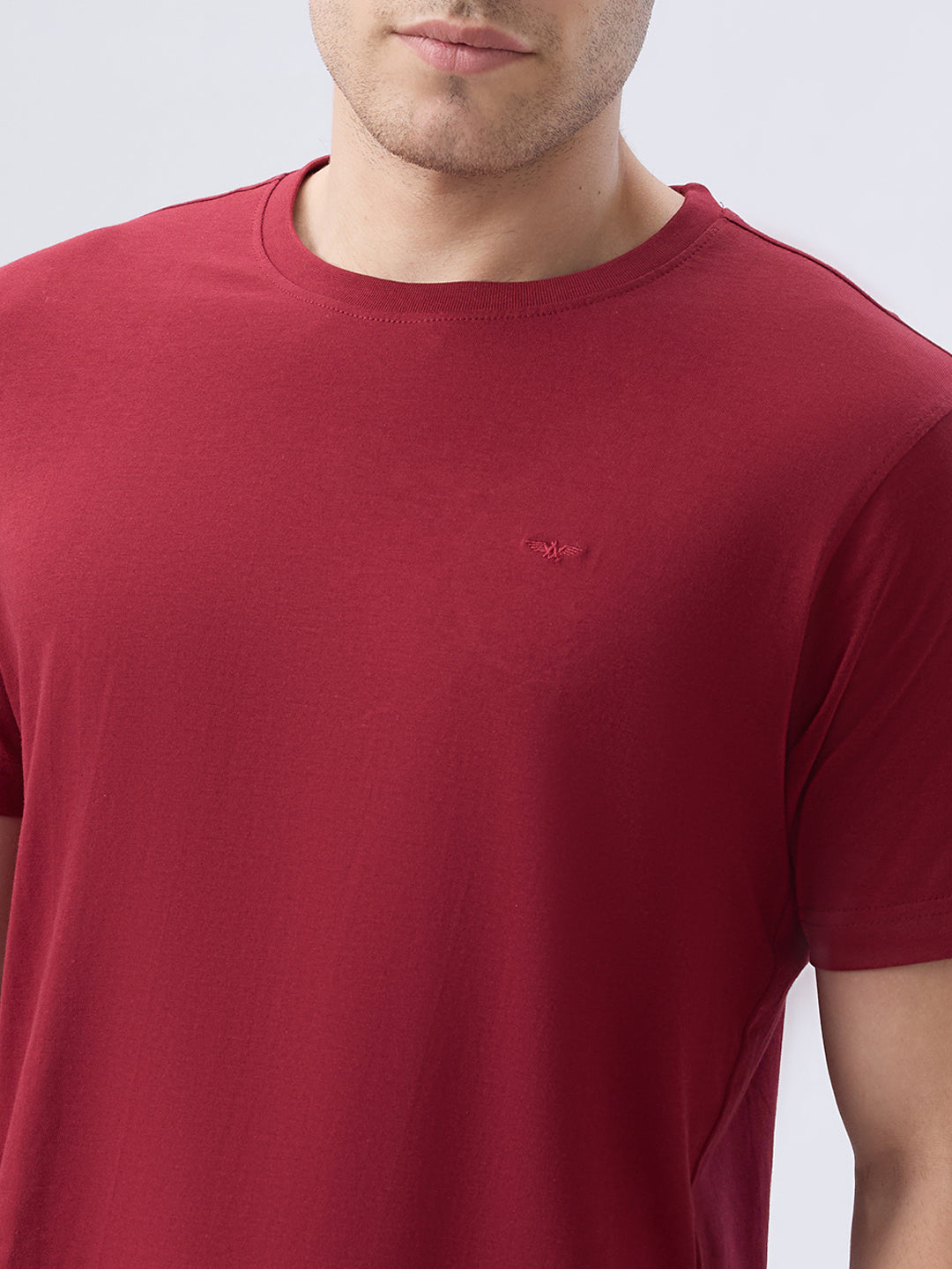 Park Avenue Men Maroon Round Neck Collar T-Shirt