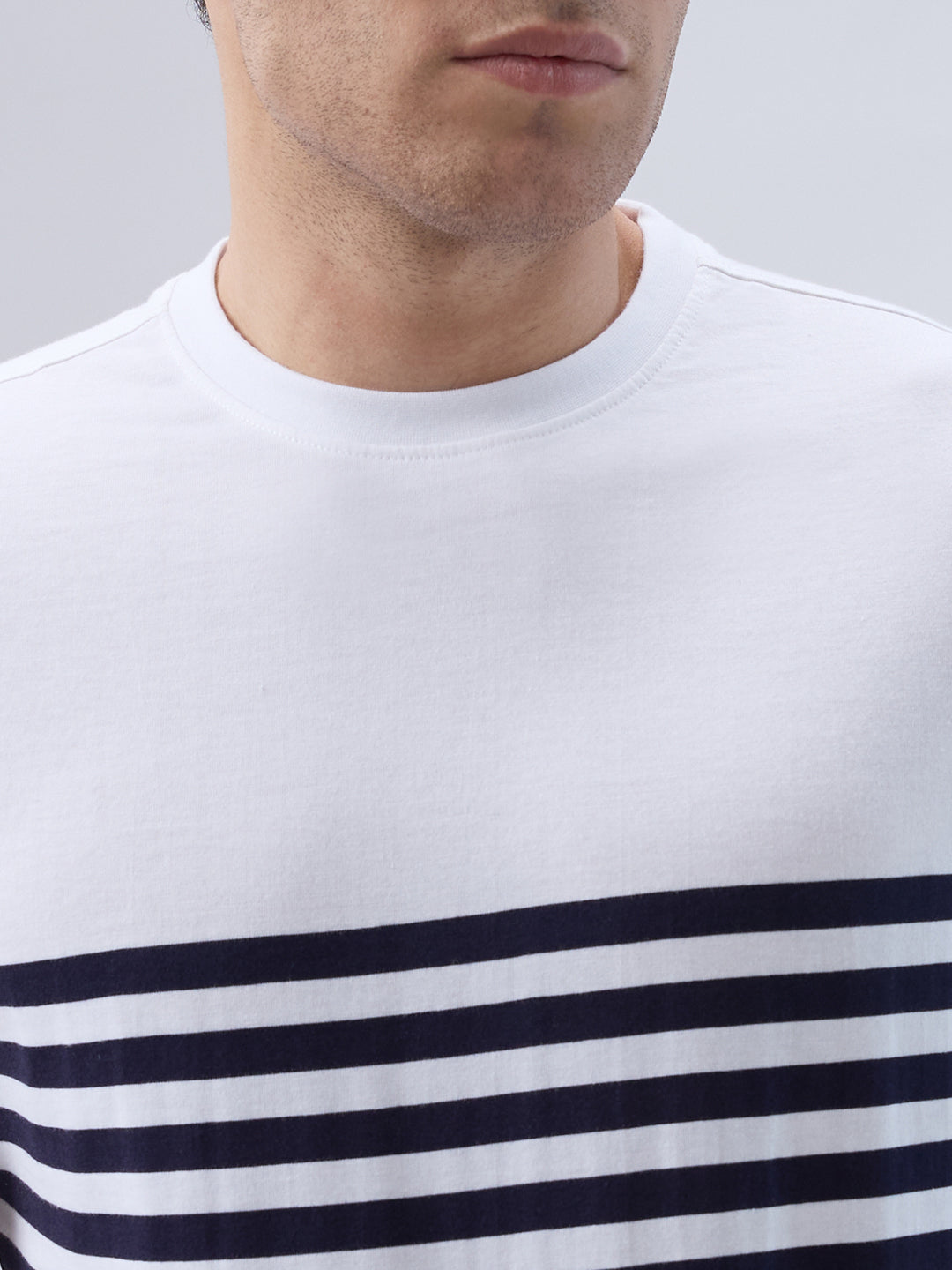 Park Avenue Men White Round Neck Collar T-shirt