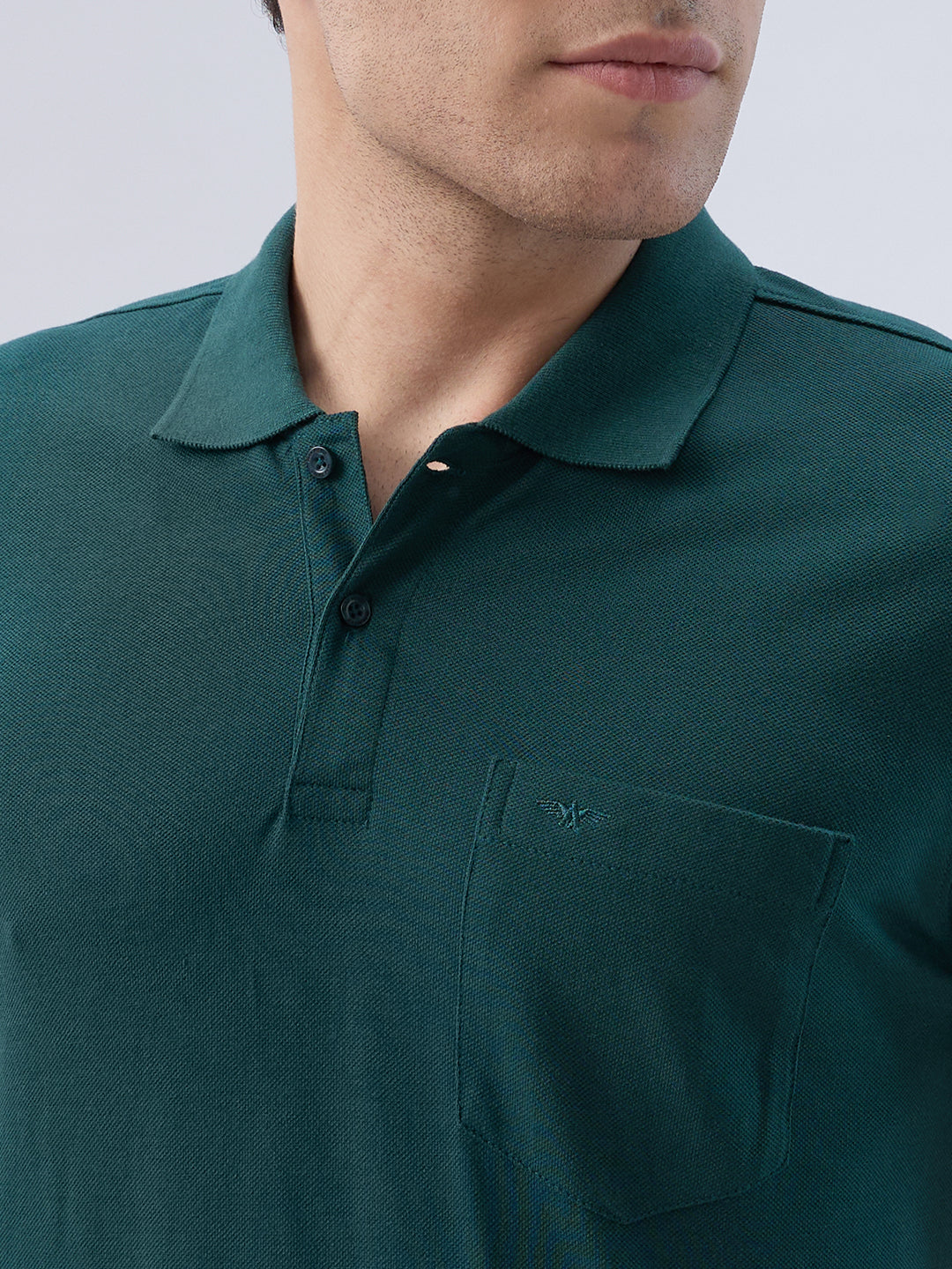 Park Avenue Men Green Polo Neck Collar T-Shirt