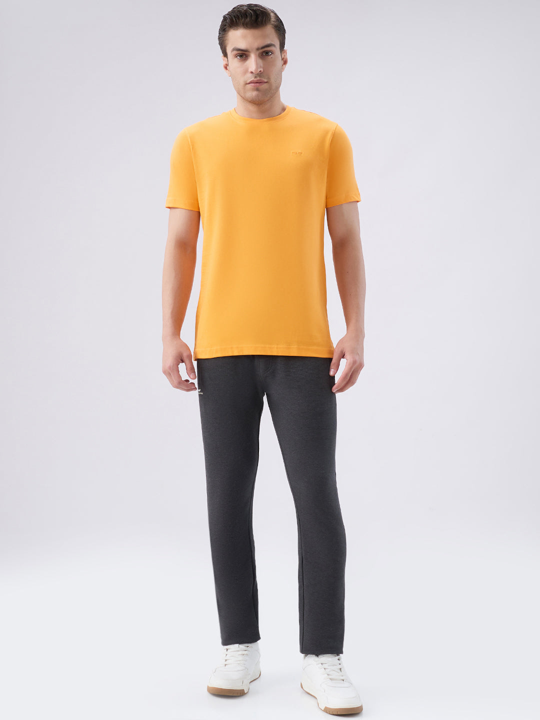 Park Avenue Men Orange Round Neck Collar T-Shirt