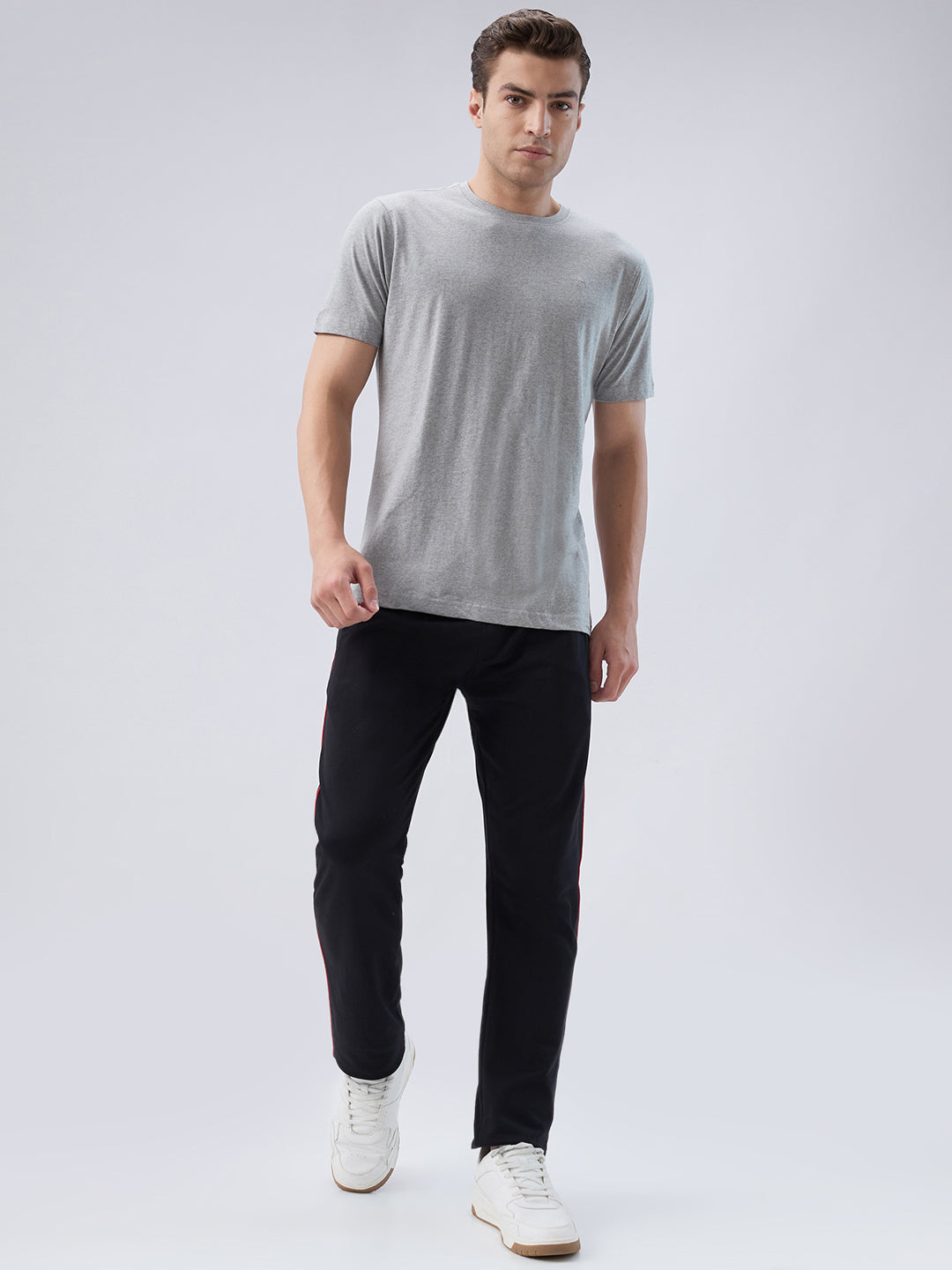 Park Avenue Men Grey Round Neck Collar T-Shirt