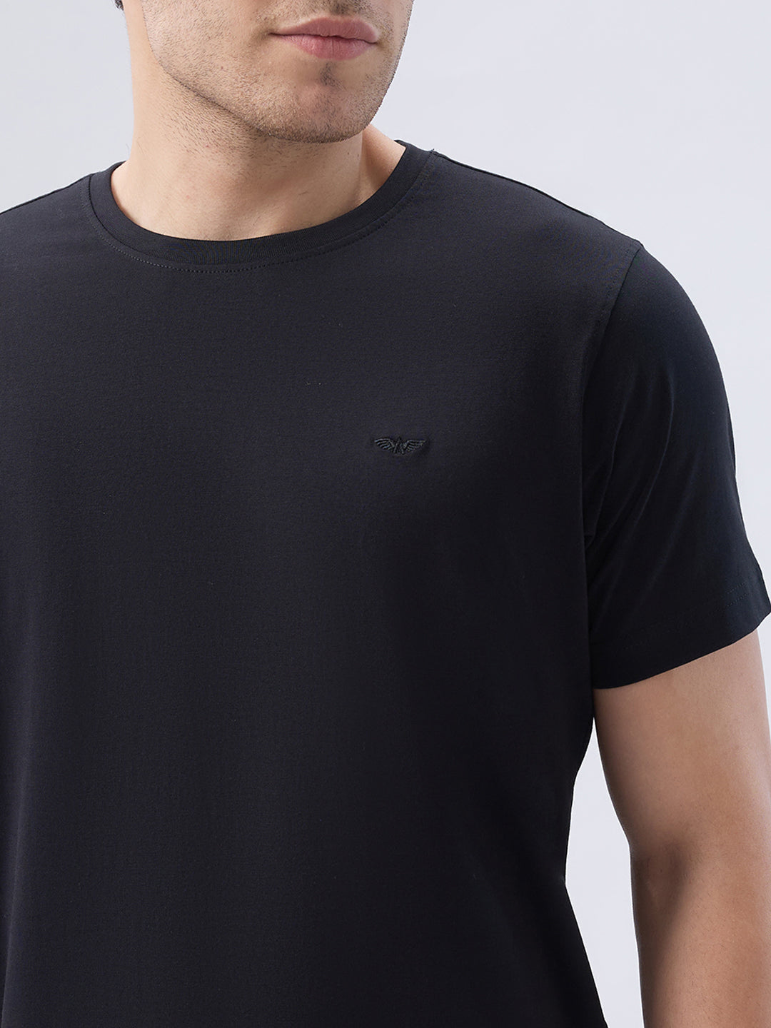 Park Avenue Men Black Round Neck Collar T-Shirt