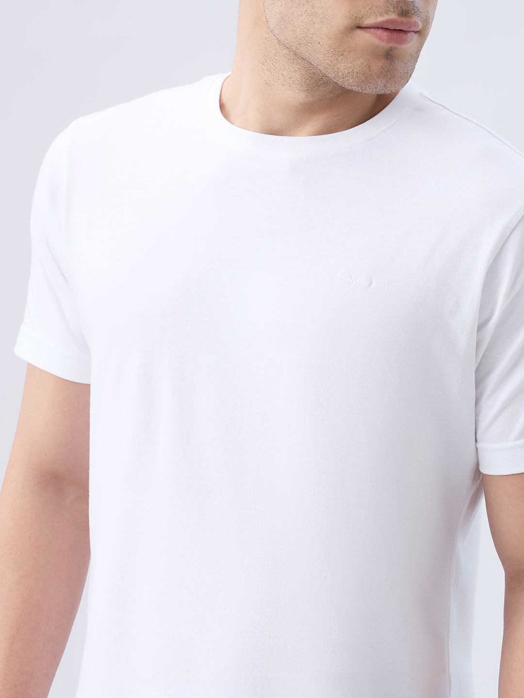 Park Avenue Men White Round Neck Collar T-Shirt
