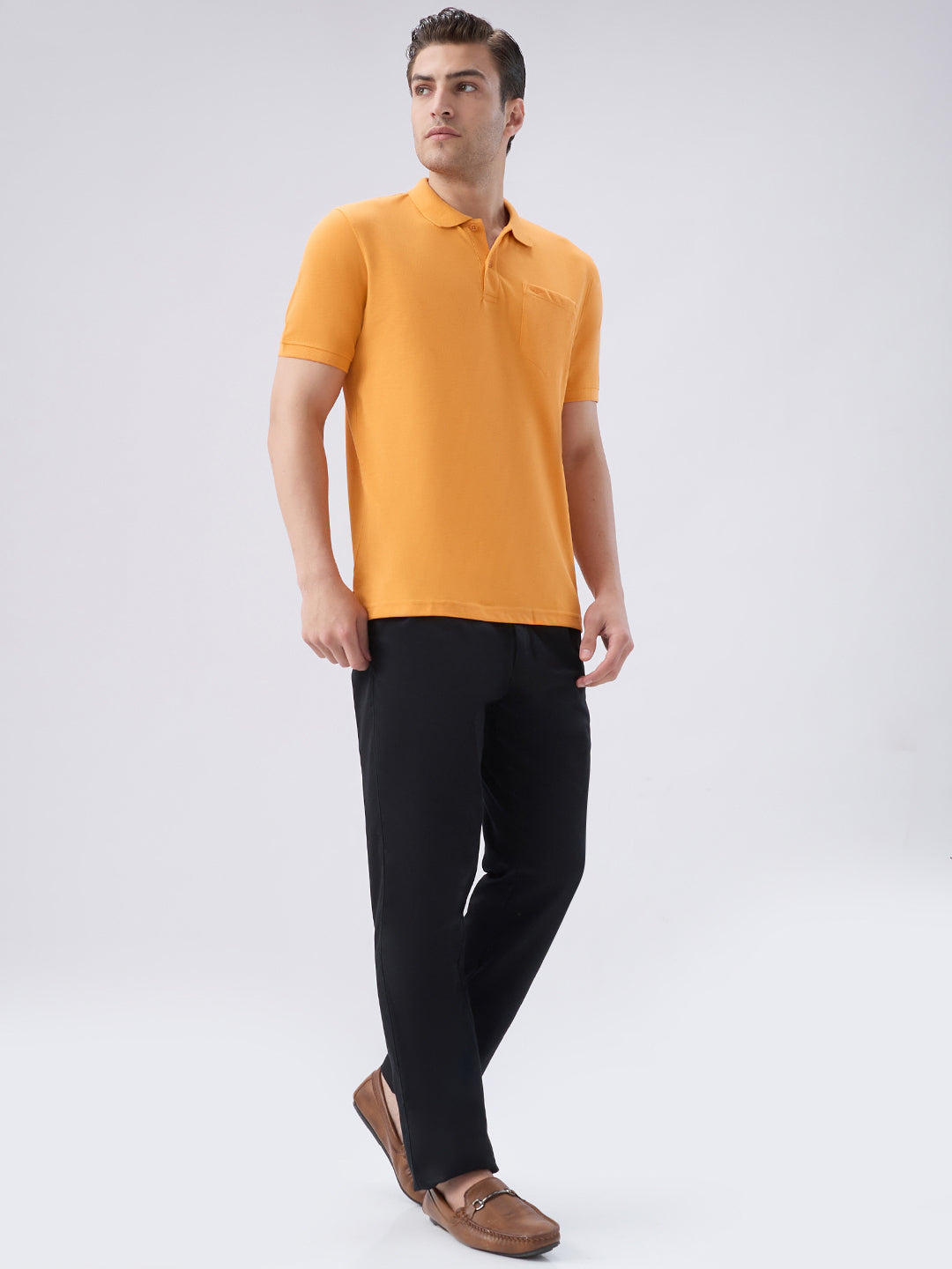 Park Avenue Men Orange Polo Neck Collar T-Shirt