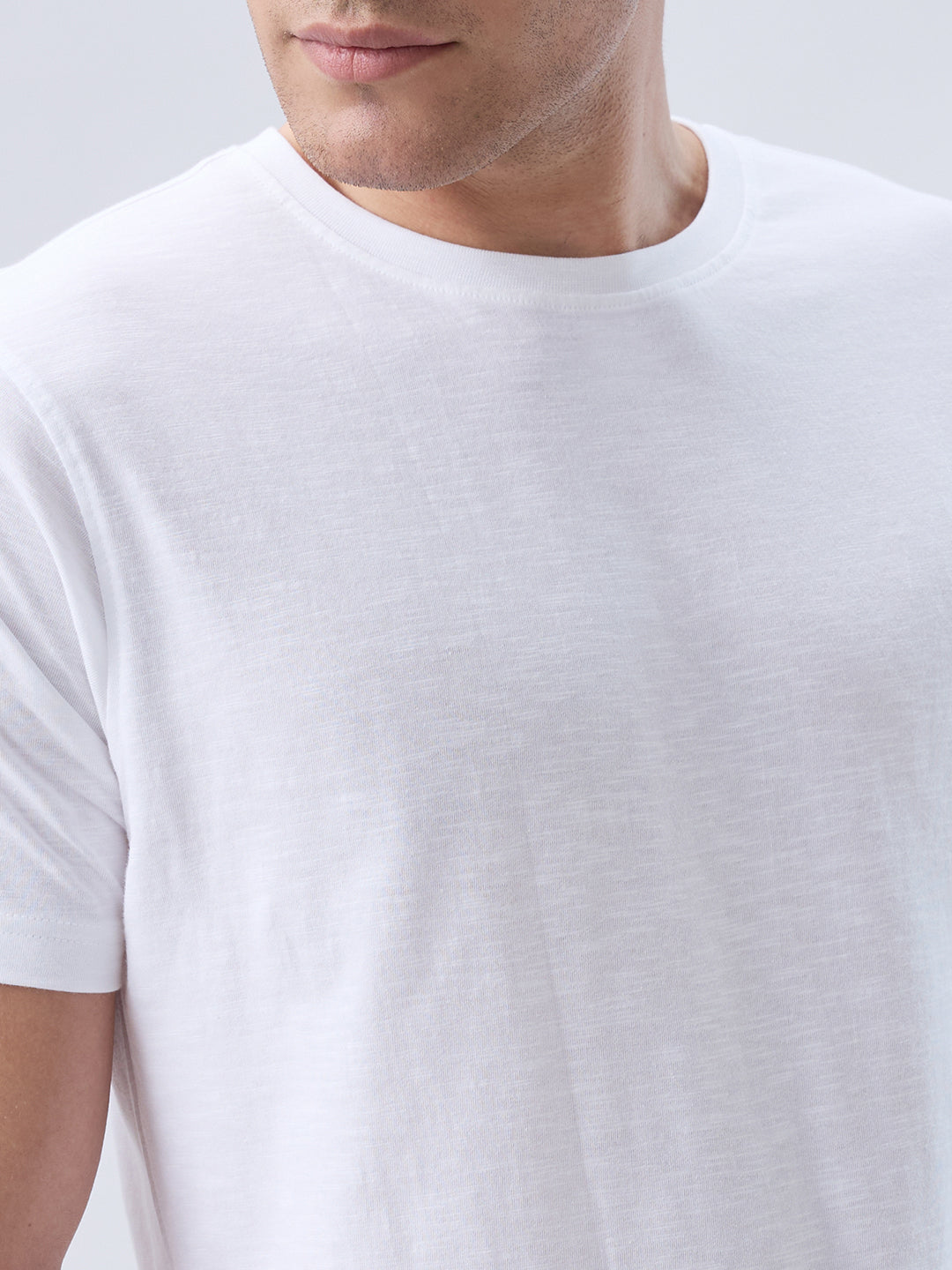 Park Avenue Men White Round Neck Collar T-Shirt