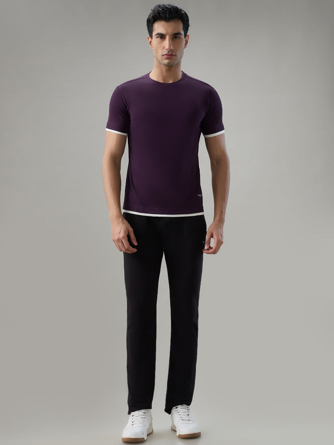 Park Avenue Men Purple Round Neck Collar T-Shirt