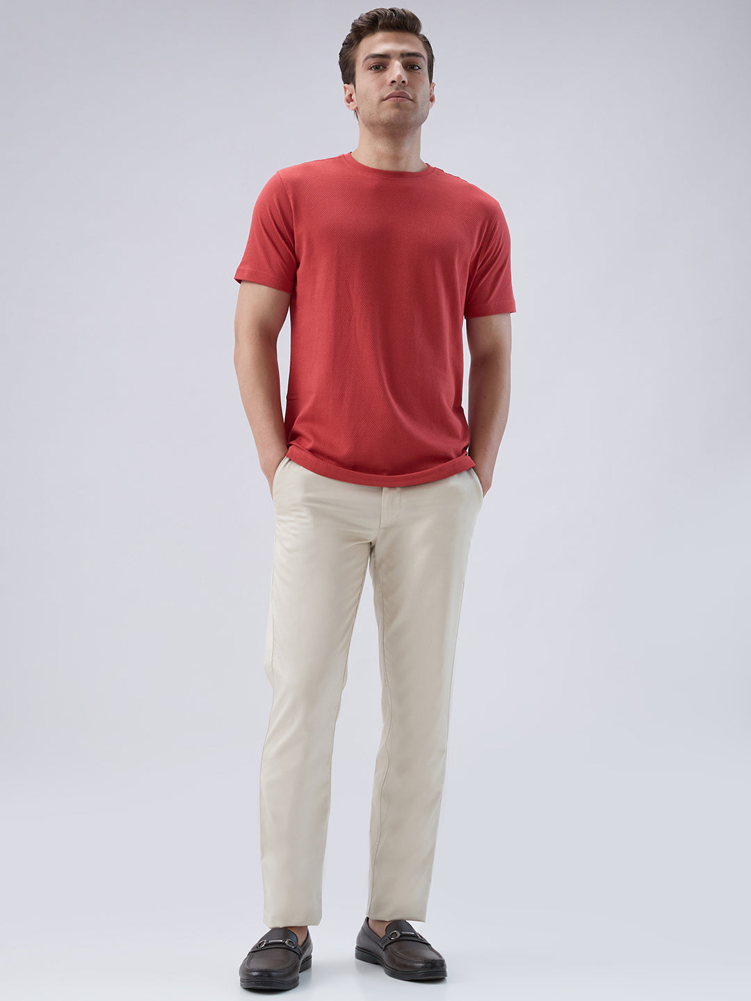 Park Avenue Men Red Round Neck Collar T-Shirt