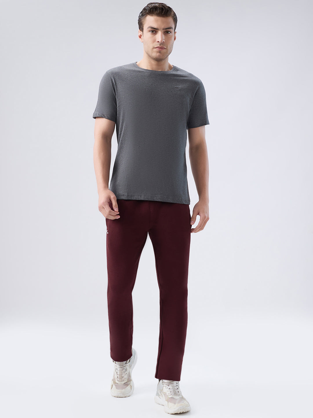 Park Avenue Men Grey Crew Neck Collar T-Shirt