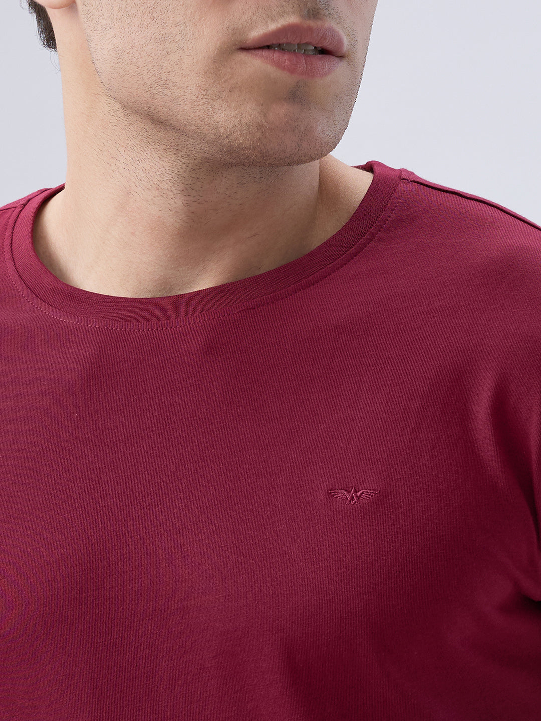 Park Avenue Men Maroon Crew Neck Collar T-Shirt