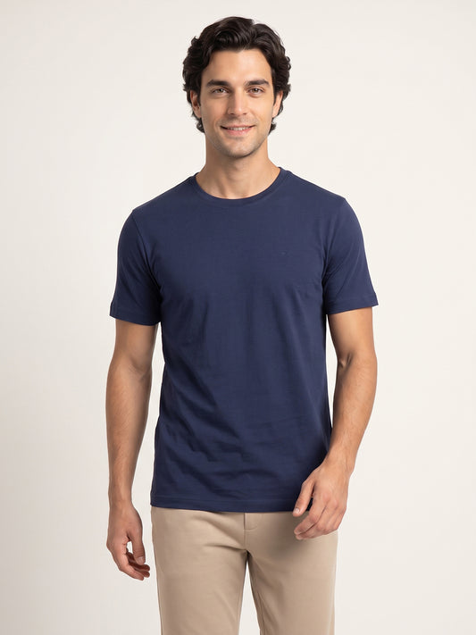 Park Avenue Men Blue Round Neck Collar T-Shirt