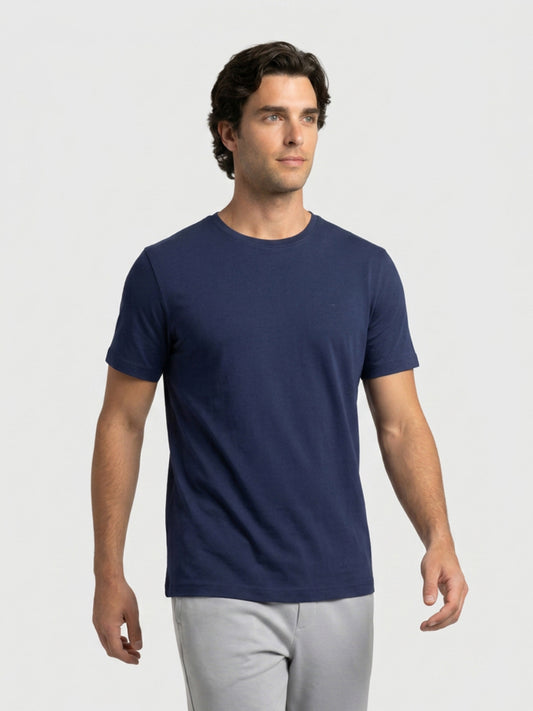 Park Avenue Men Blue Regular Fit Round Neck Collar T-Shirt