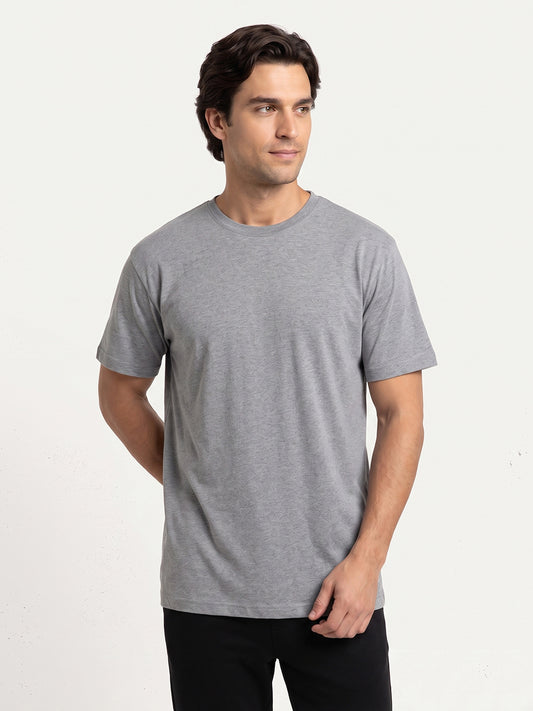 Park Avenue Men Grey Regular Fit Round Neck Collar T-Shirt