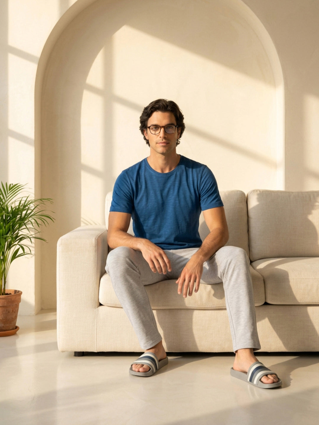 Park Avenue Men Blue Regular Fit Round Neck Collar T-Shirt